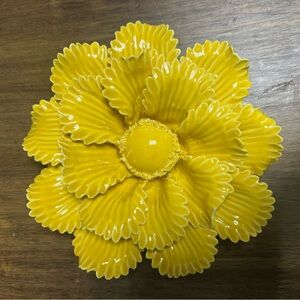 Vintage Yellow Ceramic Flower Wall Decor *read description*